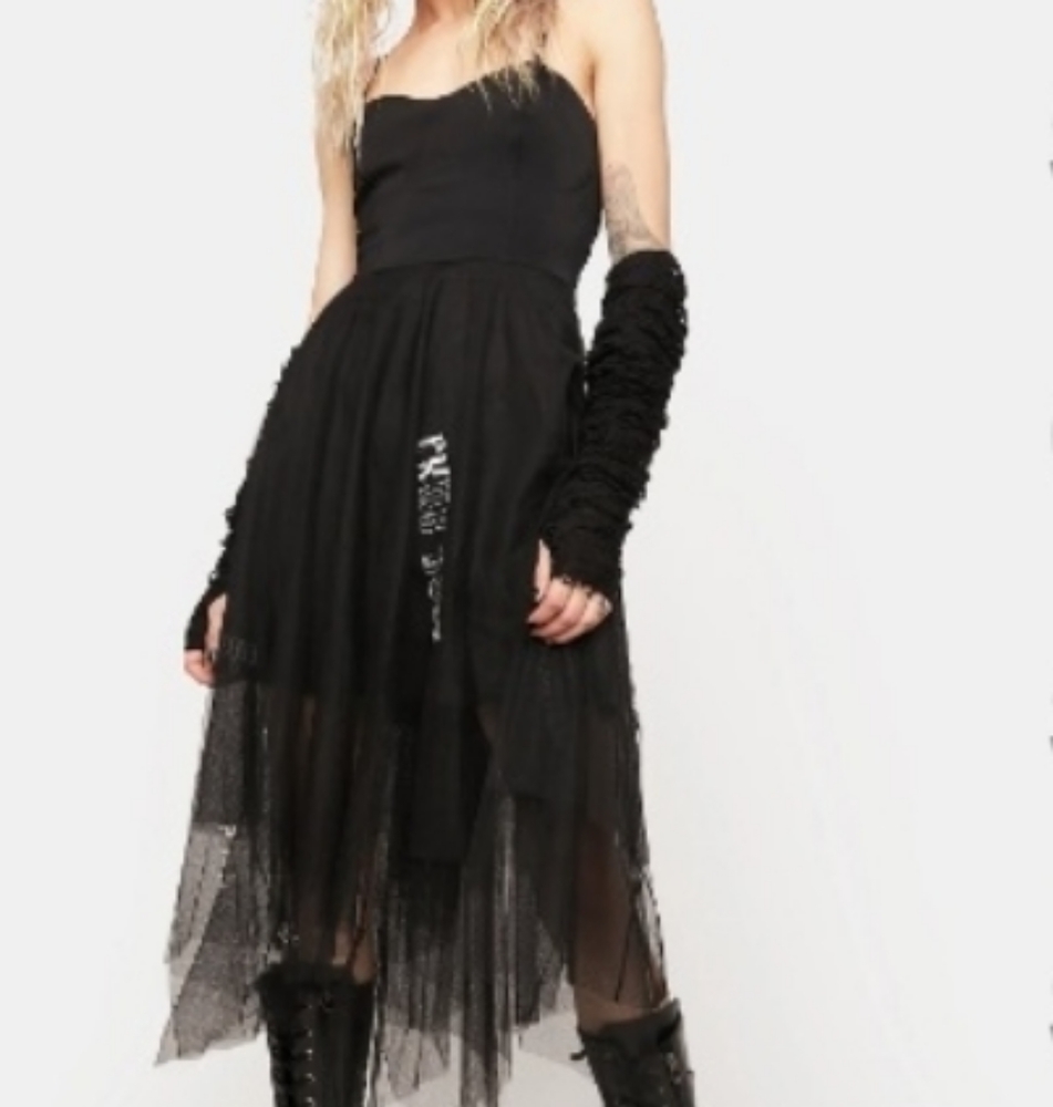 Black Punk Rave Midi Dress